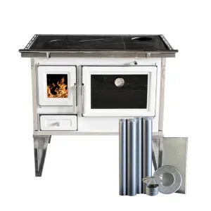 Cocina Leña Alcázar 82X56 L80 Con Kit Caño 5" Blanco