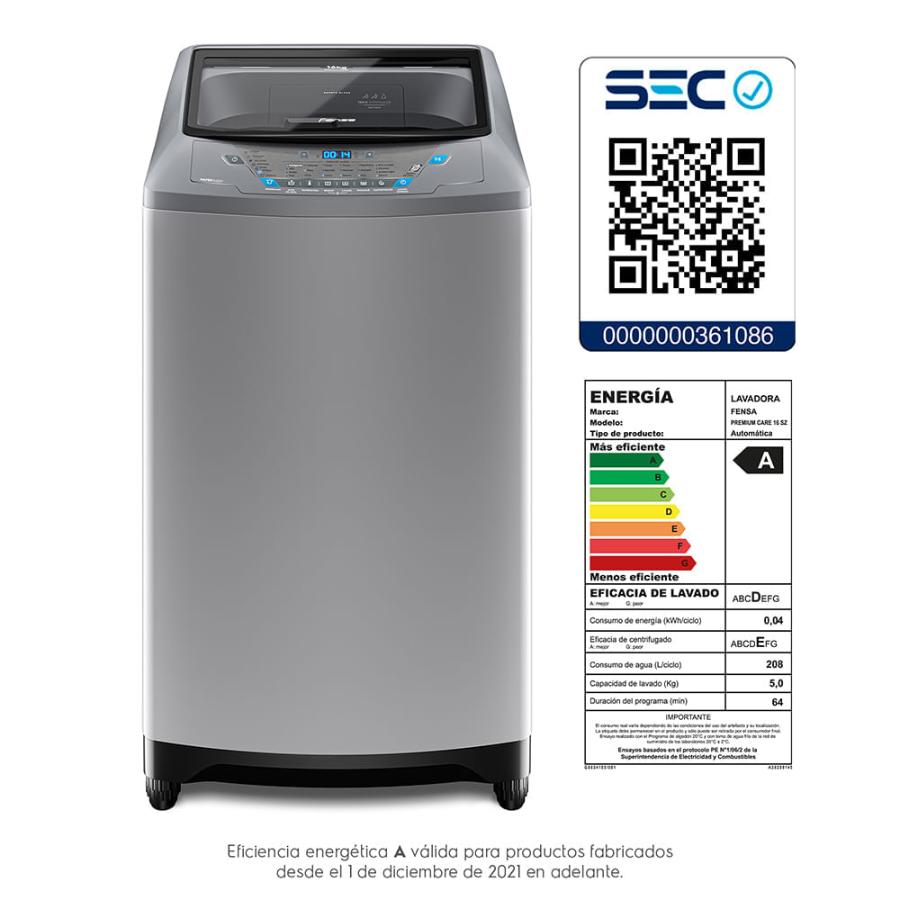 Lavadora Premium Fensa Care 16SZ 16KG SILVER