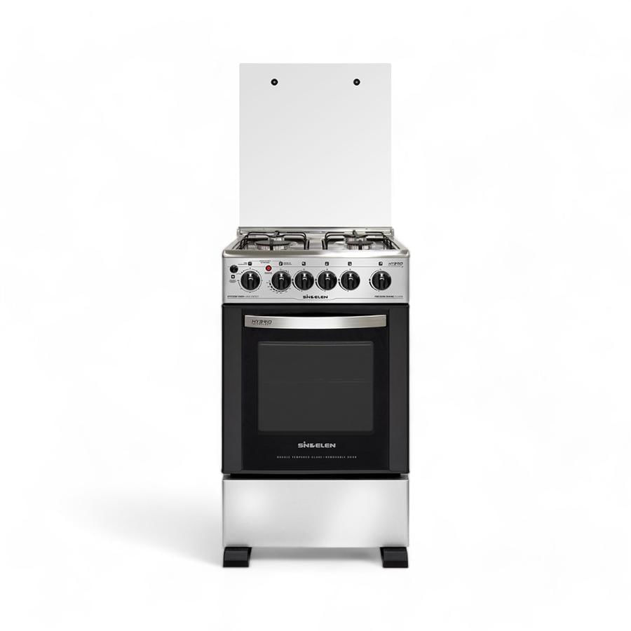 Cocina A Gas Hibrida Sindelen CH-540NI 4 Quemadores Plateado