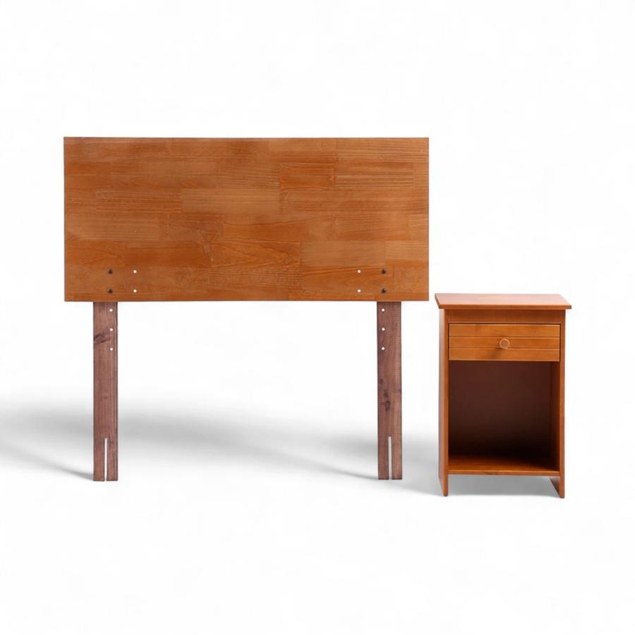 Set Rosen Respaldo + Velador Tabor 1.5 Plazas Café Taffy