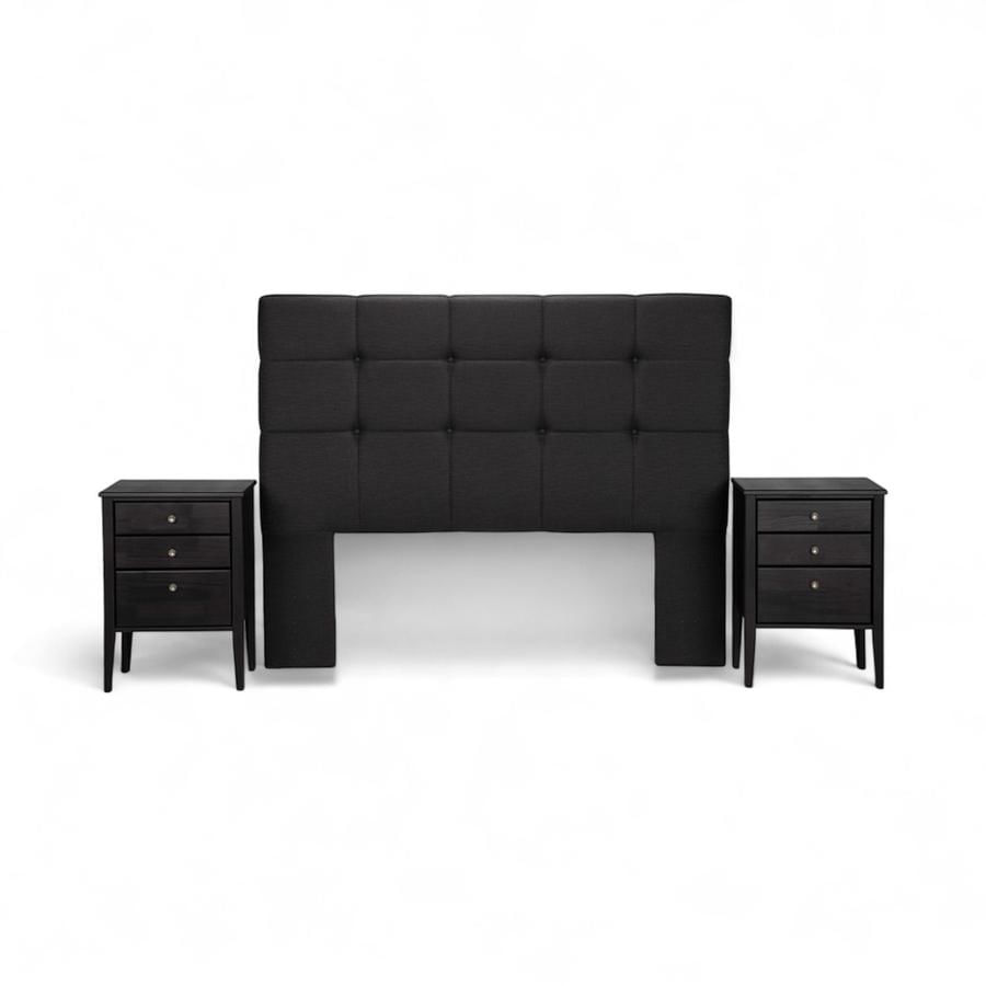 Set Rosen Respaldo + 2 Veladores Issey 2 Plazas Grafito