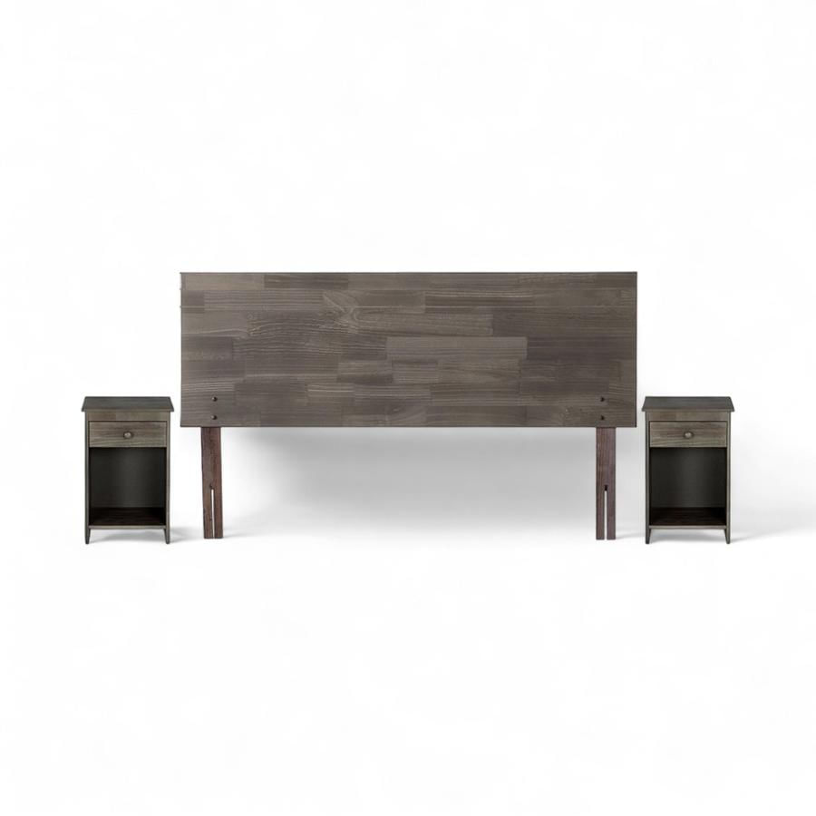 Set Rosen Respaldo + 2 Veladores Tabor 2 Plazas Grafito