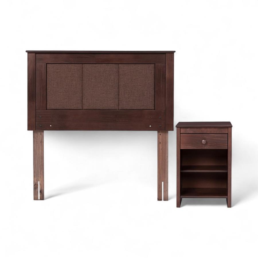 Set Rosen Respaldo + Velador Rachel 1.5 Plazas Chocolate