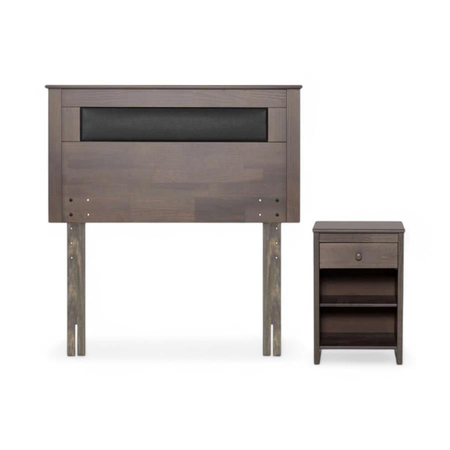 Set Muebles Rosen Ferrara Cuerina Madera 1.5 Plazas Gris