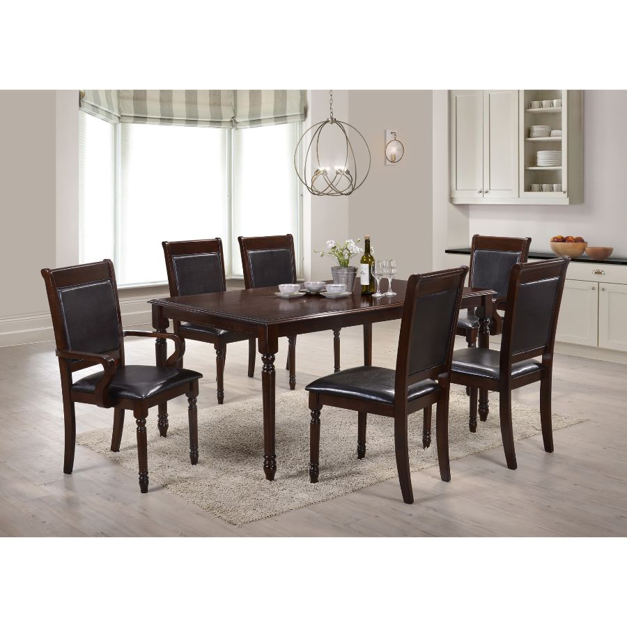 Comedor Rectangular Elisa 4 Sillas+2 Comensales Café Oscuro