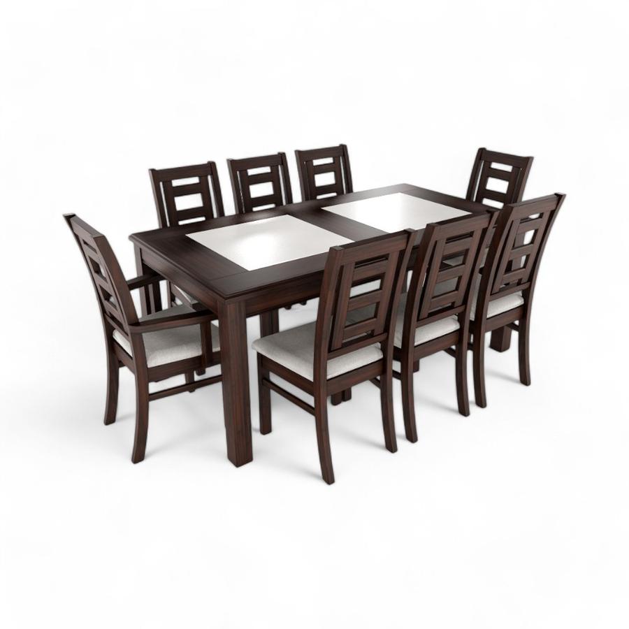 Comedor Insigne Porcelanato 6 Sillas + 2 Sitiales Chocolate