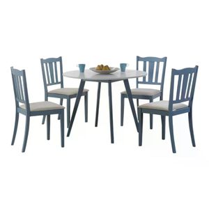 Comedor Redondo Henrietta 4 Sillas Blanco/Celeste