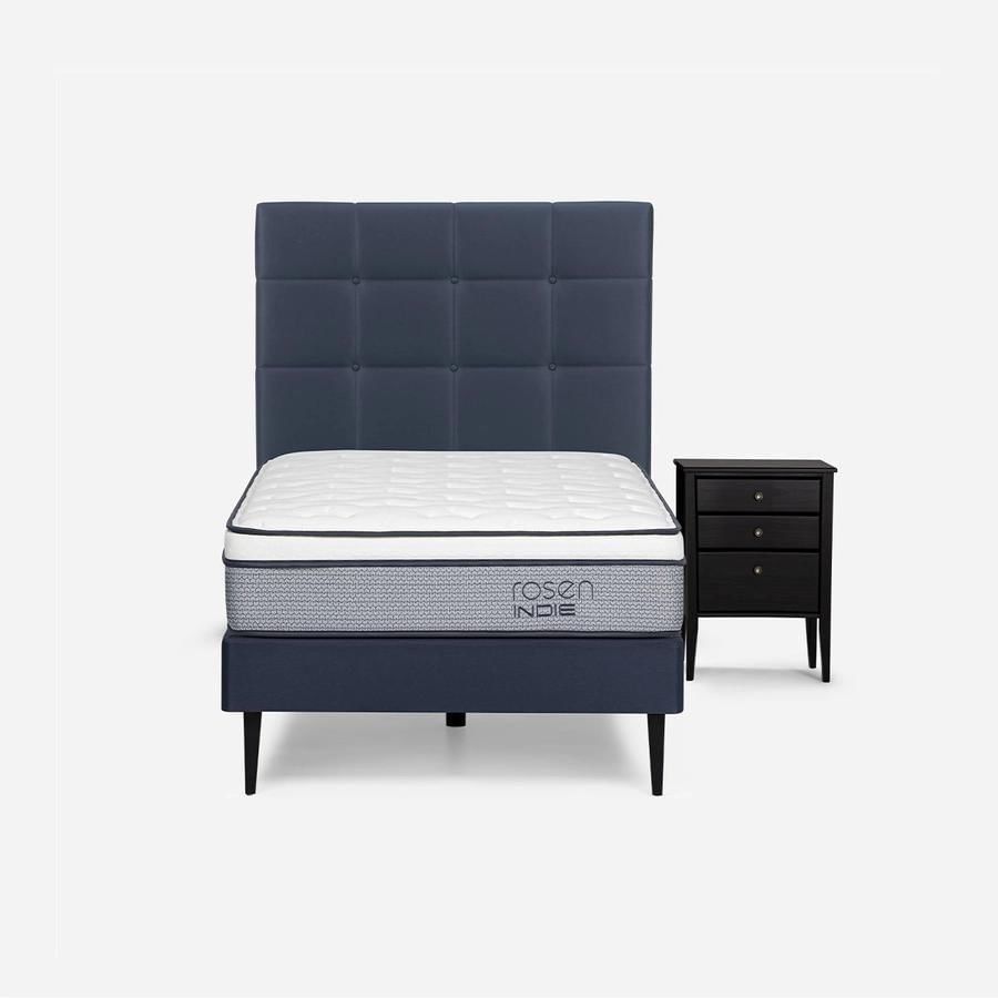 Cama Indie Pata Metálica 0.90X2.00 Issey Azul Rosen