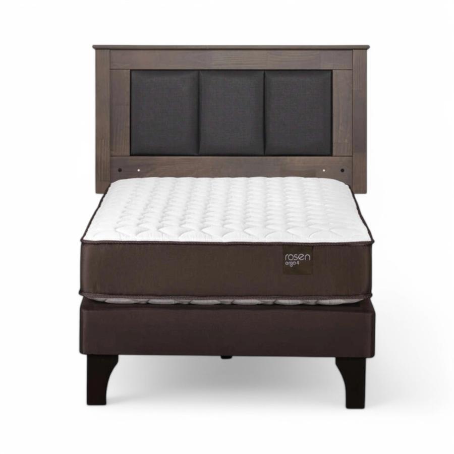 Cama Rosen Ergo T 1 Plaza + Respaldo Rachel Gris