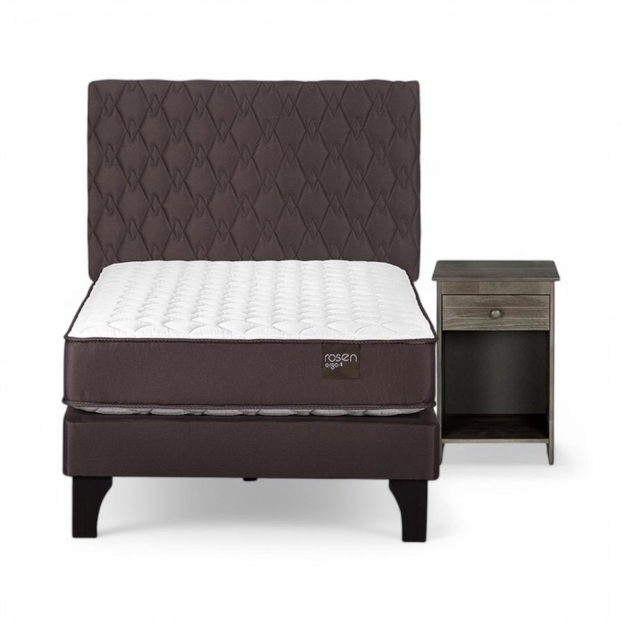 Cama Rosen Ergo T 1 Plaza + Muebles Ivar Café