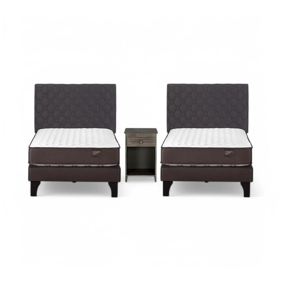 Cama Rosen Duplex Ergo T 1 Plaza + Muebles Ivar Gris