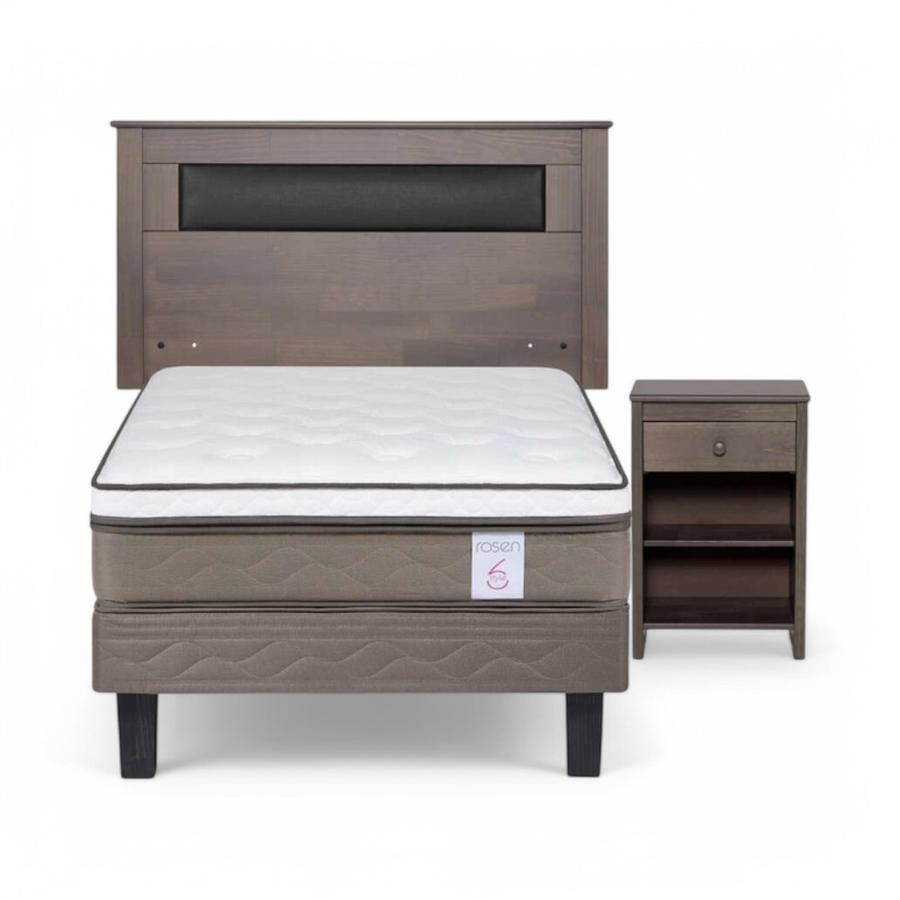 Cama Rosen NewStyle 6 1 Plaza + Muebles Ferrara Gris