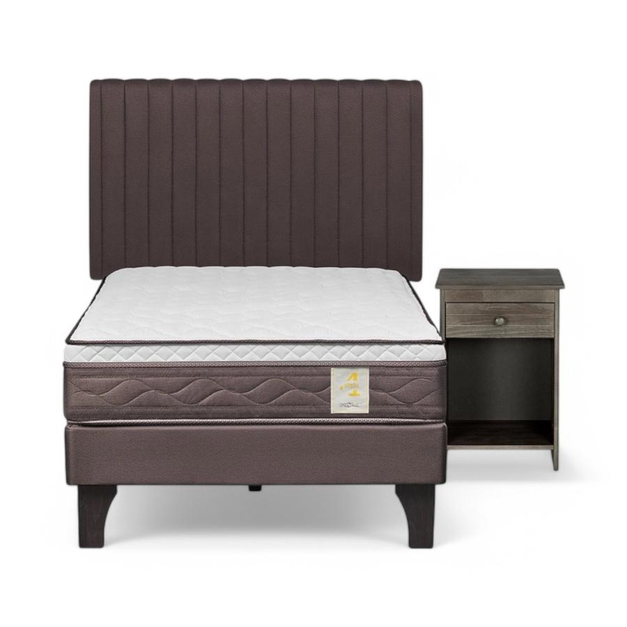 Cama Rosen New Style 4 Plus 1 Plaza + Muebles Lucio Café