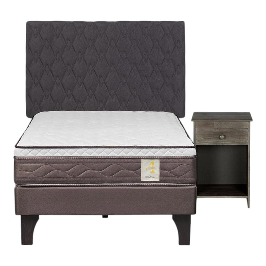 Cama Rosen 4 Plus 1 Plaza + Respaldo Ivar y Velador