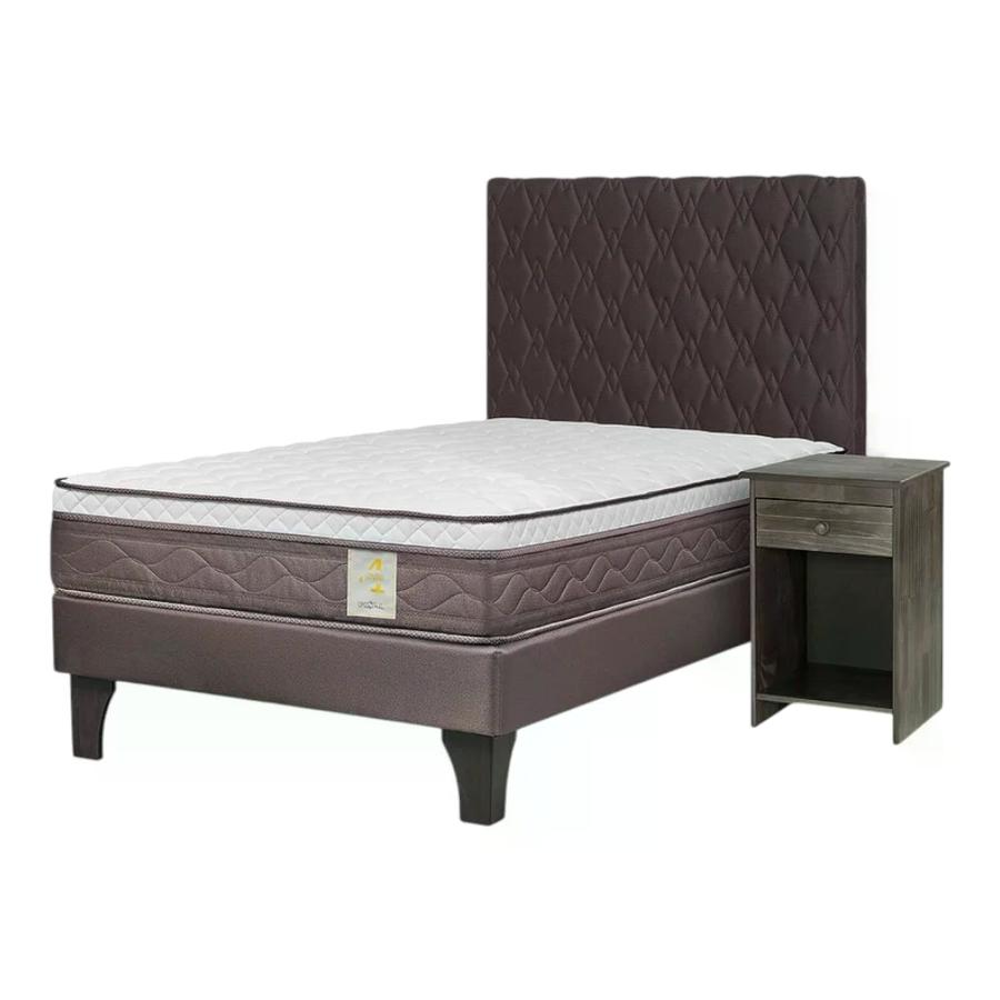 Cama Rosen 4 Plus 1 Plaza + Respaldo Ivar y Velador