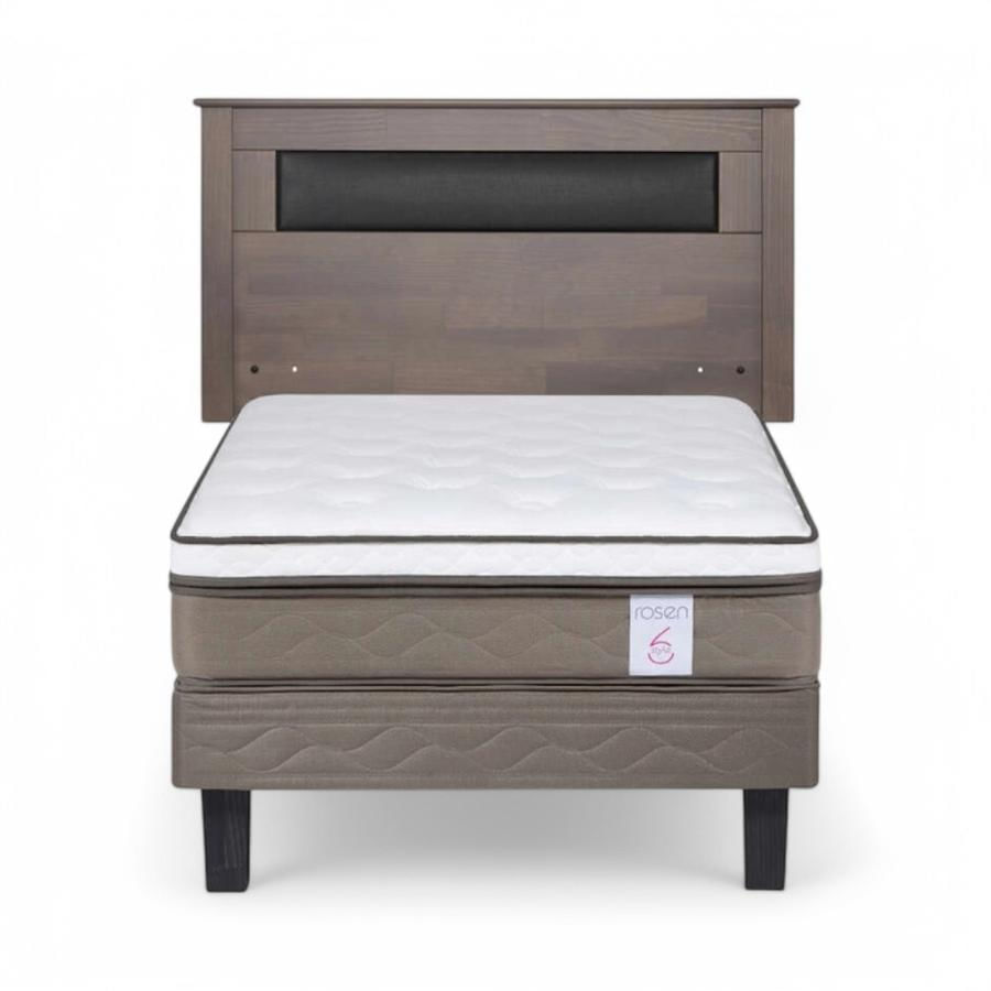 Cama Rosen NewStyle 6 1 Plaza + Respaldo Ferrara Gris