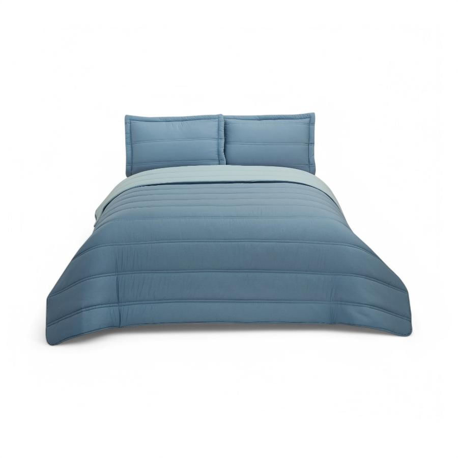 Plumón Cama Reversible 2 Plazas Azul Claro/Celeste