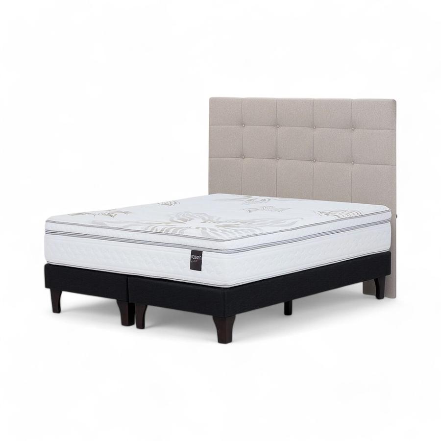 Cama Rosen Art 4 2 Plazas  + Respaldo Issey Gris