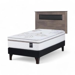 Cama Rosen Art 4 1.5 Plazas + Respaldo Ferrara Gris