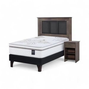 Cama Rosen Art 4 1.5 Plazas+Respaldo Rachel+Velador Ferrara
