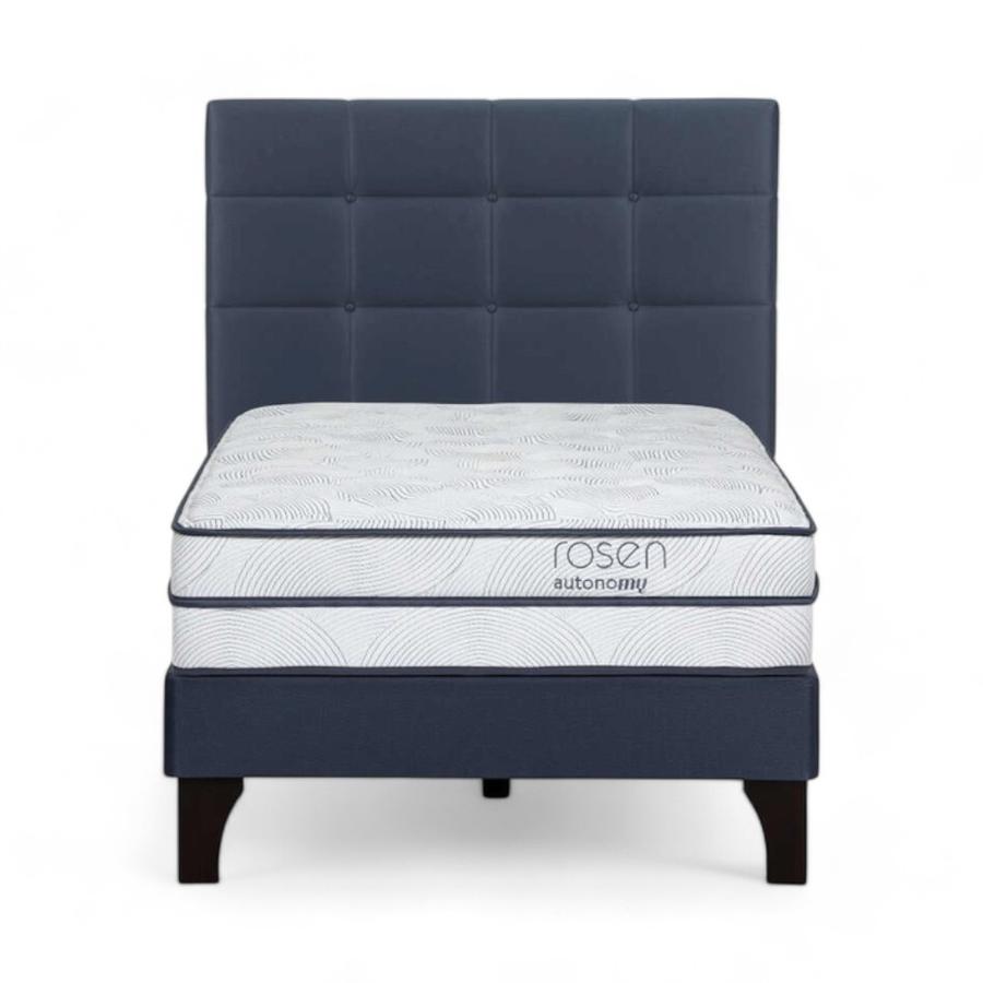 Cama Rosen Autonomy Sky 1.5 Plazas + Respaldo Issey Azul