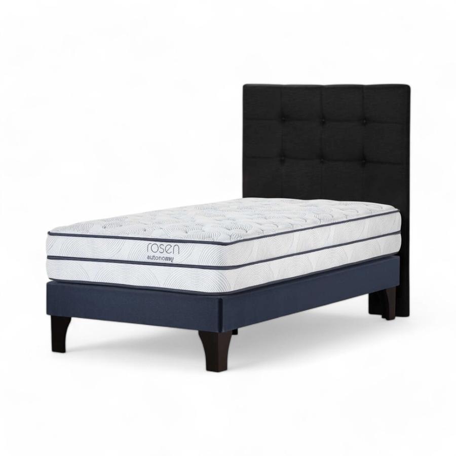Cama Rosen Autonomy Sky 1.5 Plazas + Respaldo Issey Negro