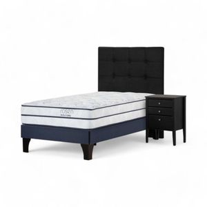 Cama Rosen Autonomy Sky 1.5 Plazas + Muebles Issey Negro