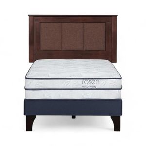 Cama Rosen Autonomy Sky 1.5 Plazas + Respaldo Rachel Café
