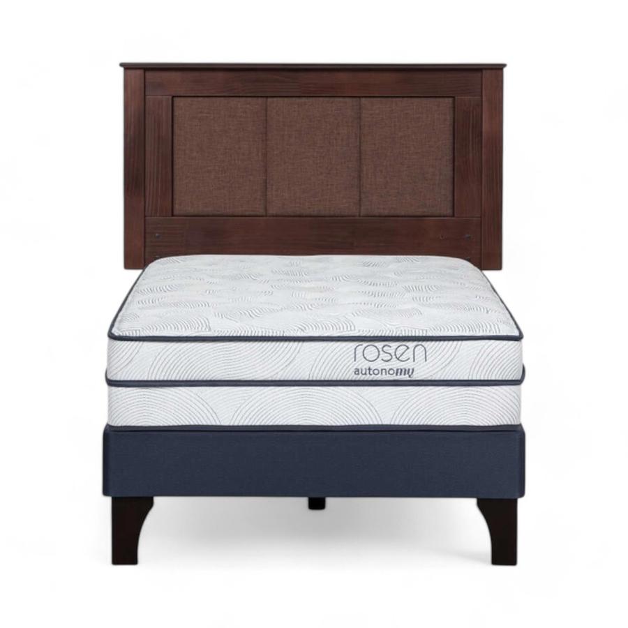Cama Rosen Autonomy Sky 1.5 Plazas + Respaldo Rachel Café