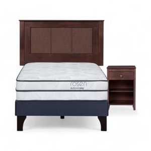 Cama Rosen Autonomy Sky 1.5 Plazas + Muebles Rachel Café