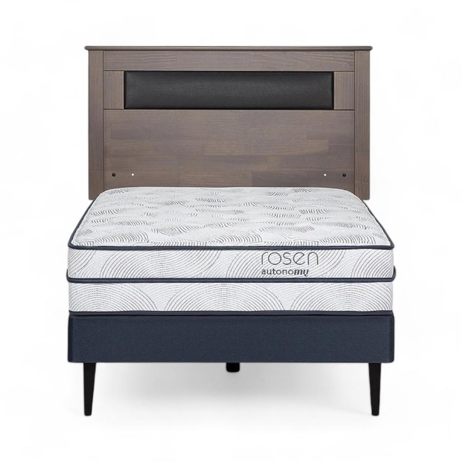 Cama Rosen Autonomy Sky 1.5 Plazas Acero + Respaldo Ferrara