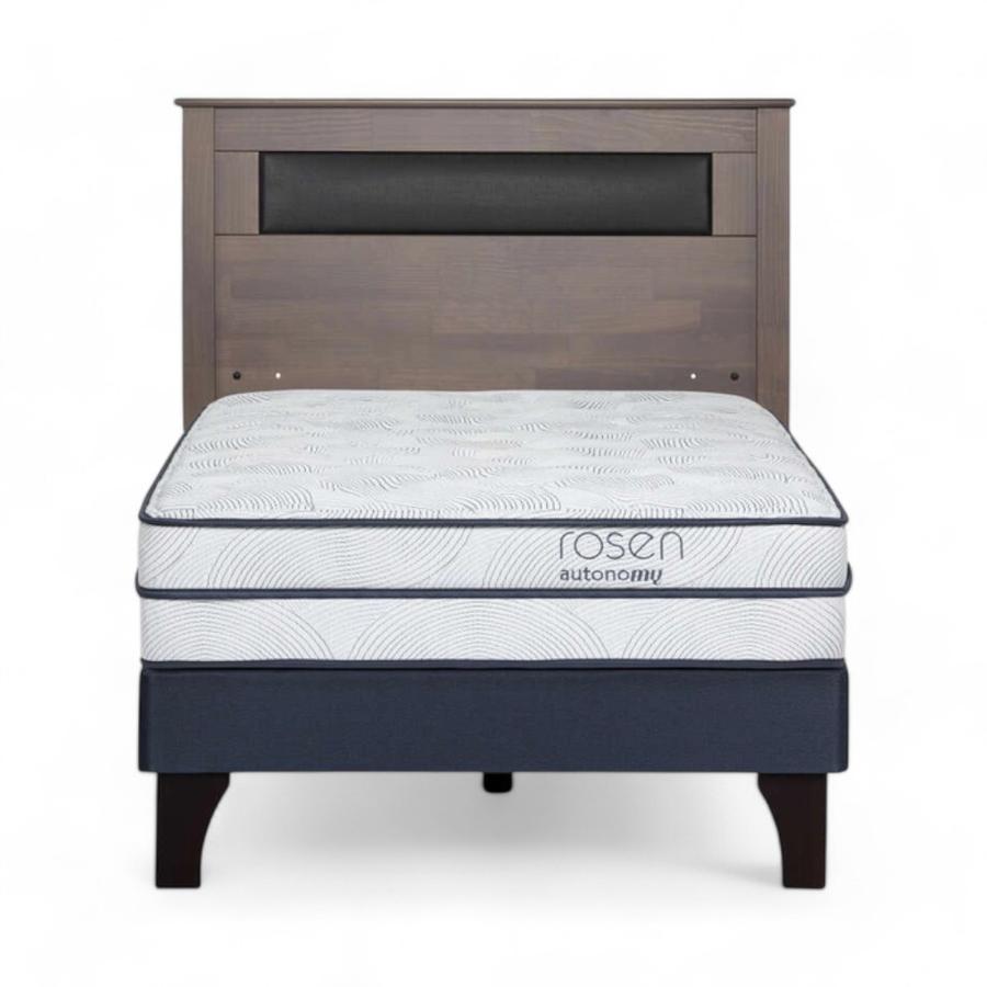 Cama Rosen Autonomy Sky 1.5 Plazas Madera + Respaldo Ferrara