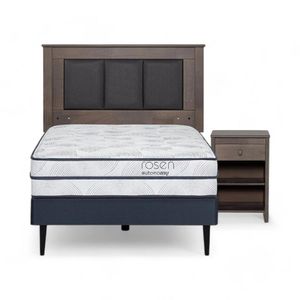 Cama Rosen Autonomy Sky 1.5 Plazas + Muebles Rachel Gris