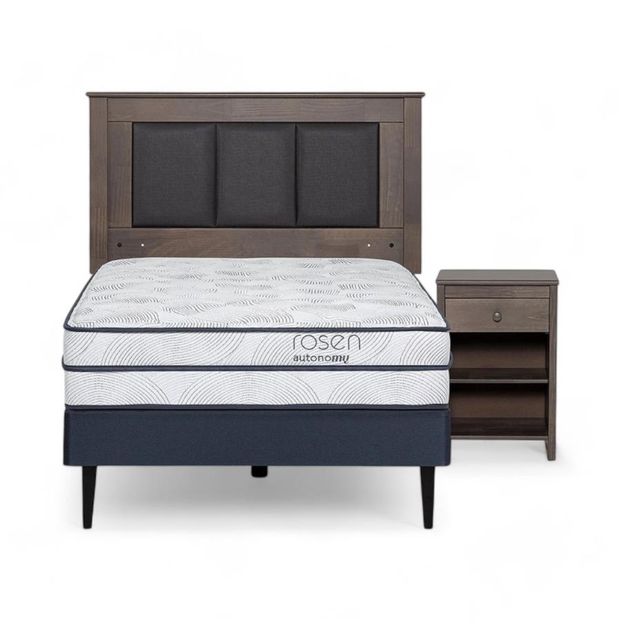Cama Rosen Autonomy Sky 1.5 Plazas + Muebles Rachel Gris