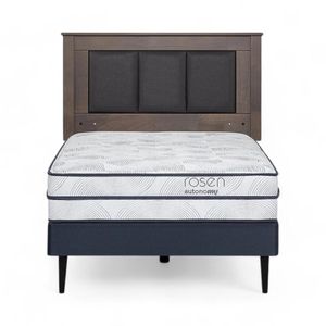 Cama Rosen Autonomy Sky 1.5 Plazas + Respaldo Rachel Gris