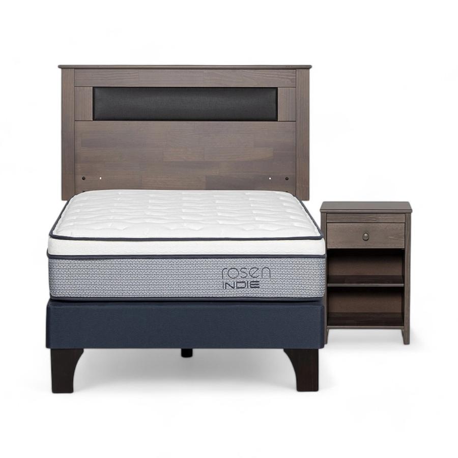 Cama Rosen Indie 1.5 Plazas + Muebles Ferrara