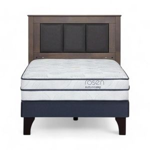 Cama Rosen Autonomy Sky 1.5 Plazas + Respaldo Rachel Gris