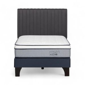 Cama Rosen Indie 1.5 Plazas + Respaldo Lucio Gris