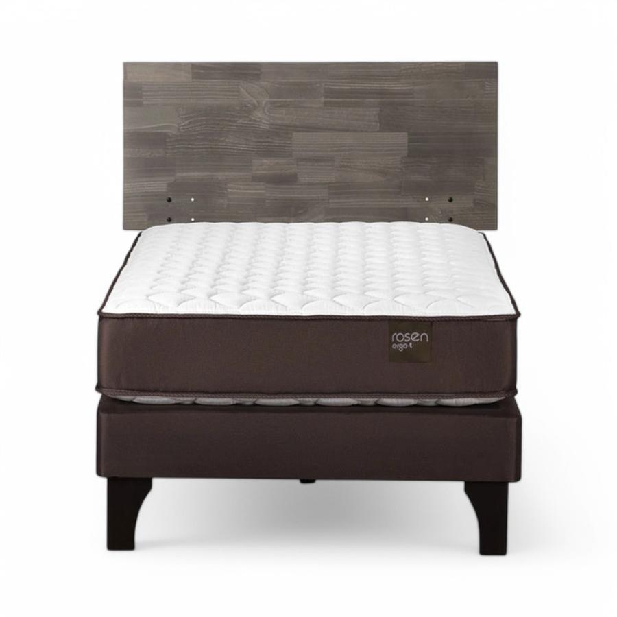 Cama Rosen Ergo T 1.5 Plazas + Respaldo Tabor Gris