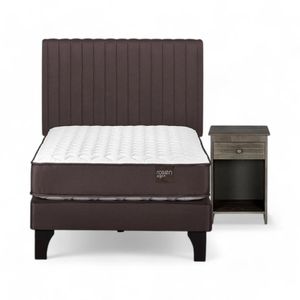 Cama Rosen Ergo T 1.5 Plazas + Muebles Lucio Café