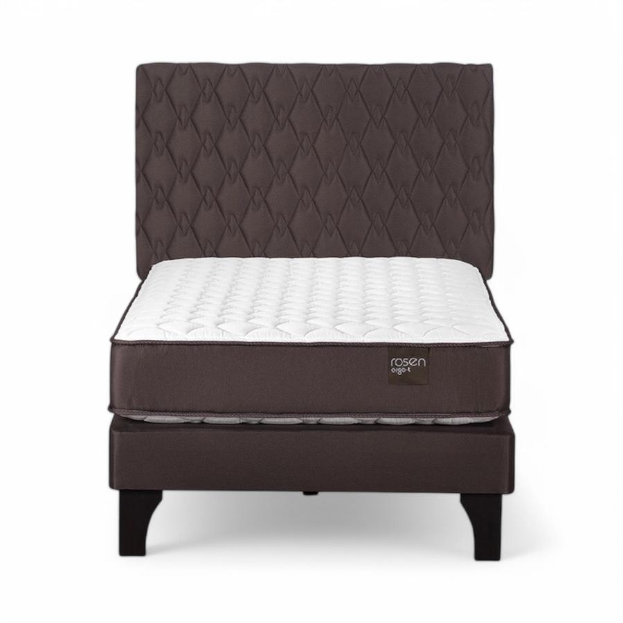 Cama Rosen Ergo T  1.5 Plazas + Respaldo Ivar Café