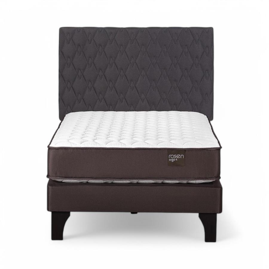 Cama Rosen Ergo T 1.5 Plazas + Respaldo Ivar Gris