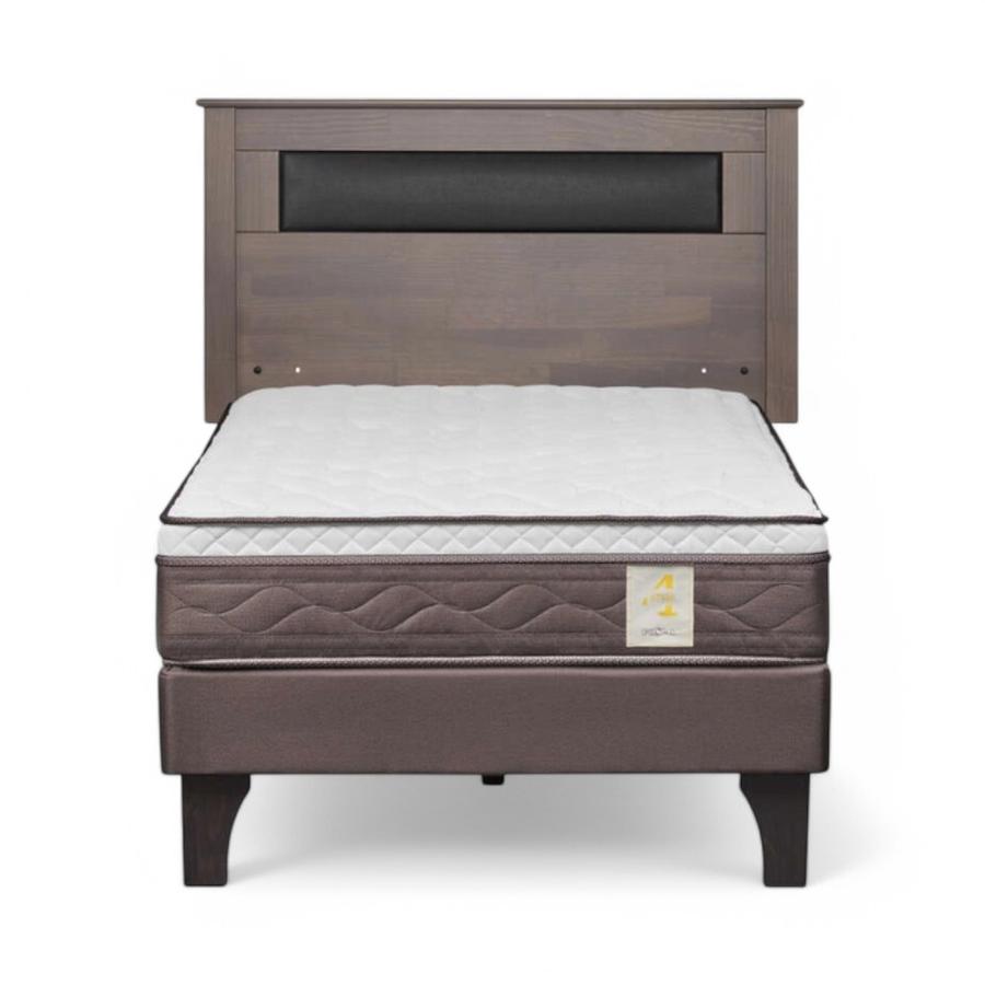 Cama Rosen NewStyle 4 Plus 1.5 Plazas+Respaldo Ferrara Gris