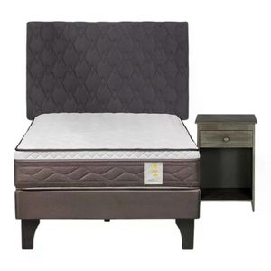 Cama Rosen 4 Plus 1,5 Plazas + Respaldo y Velador
