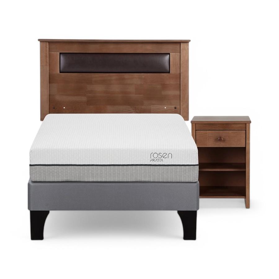 Cama Rosen Pratta 1.5 Plazas + Muebles Ferrara Café