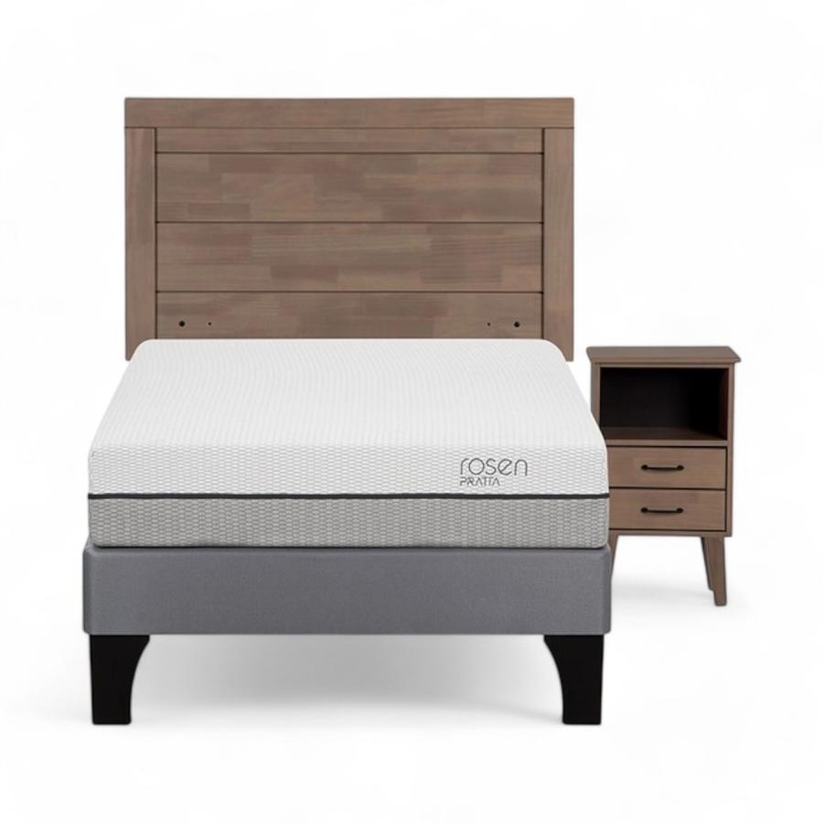 Cama Rosen Pratta 1.5 Plazas + Muebles Sicilia Café