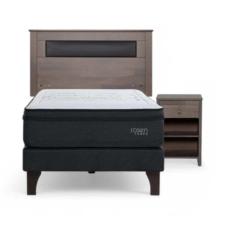 Cama Rosen Tempo 1.5 Plazas + Muebles Ferrara