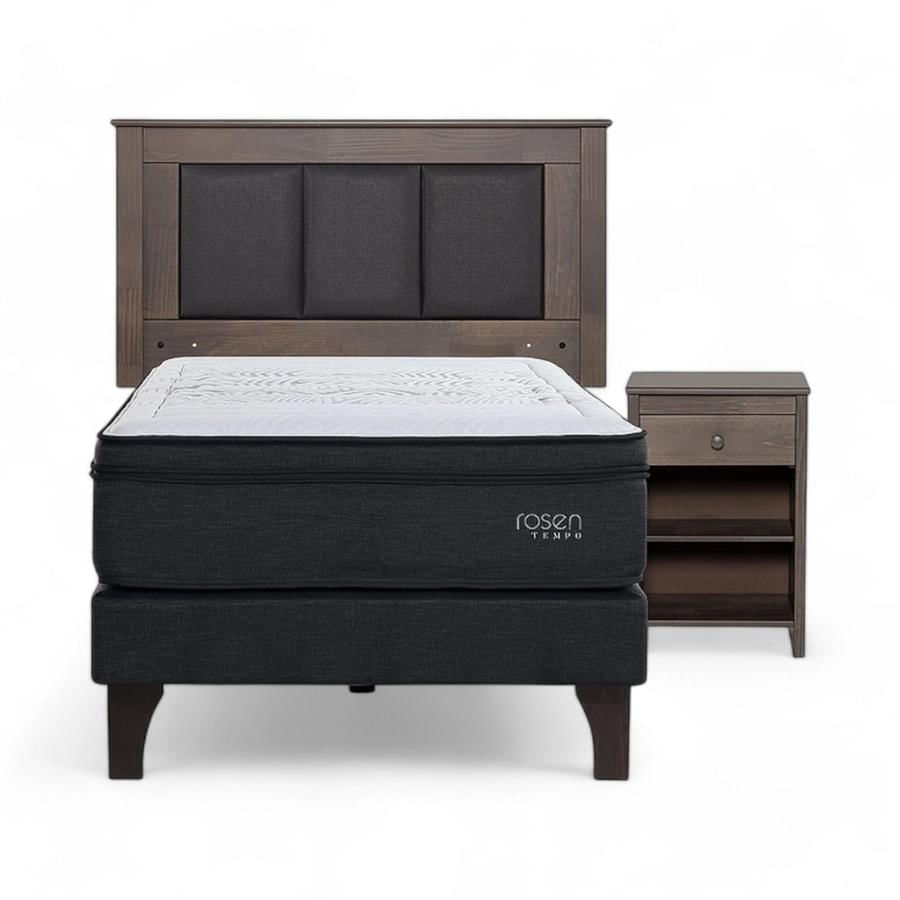Cama Rosen Tempo 1.5 Plazas + Muebles Rachel