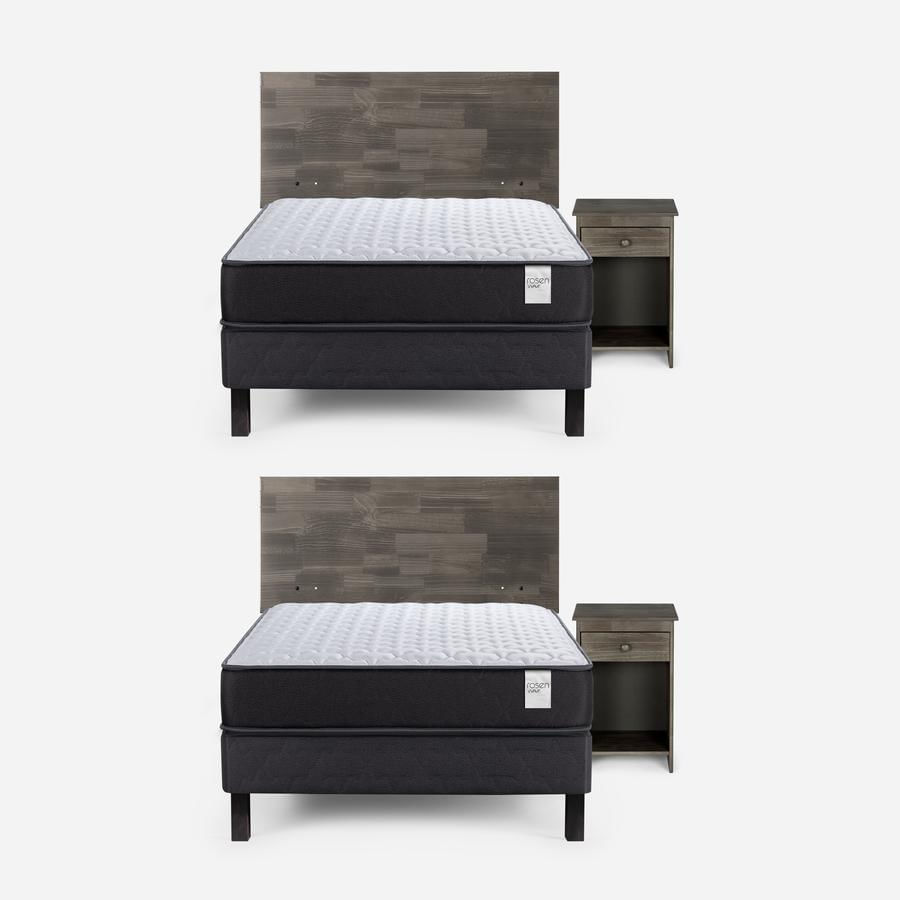Cama Dúplex Rosen Wave 1.5 Plazas + Muebles Tabor Gris