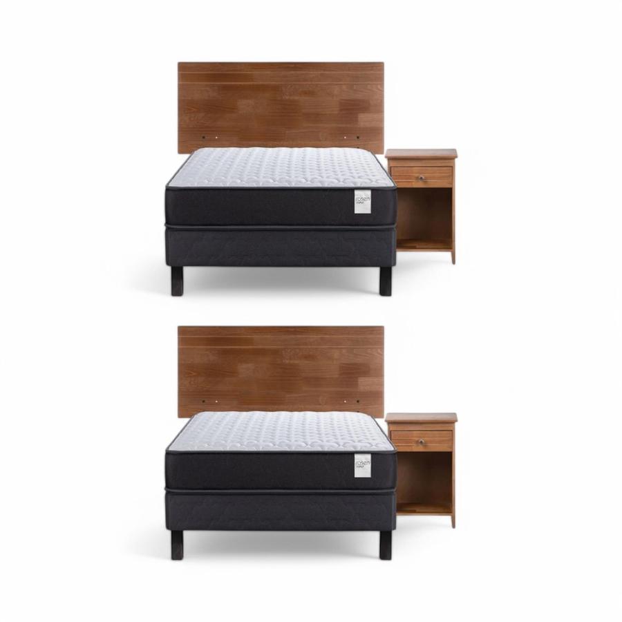 Cama Dúplex Rosen Wave 1.5 Plazas + Muebles Tabor Café
